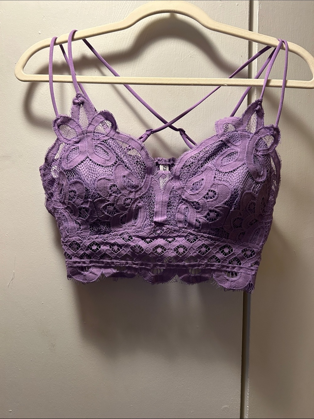 Zenana Outfitters Lavender Lace Bralette with Strappy Back